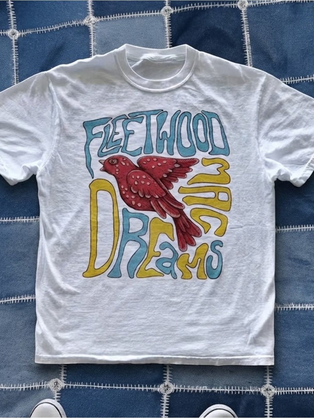 Fleetwood Mac Dreams White T-Shirt with Red Bird Graphic